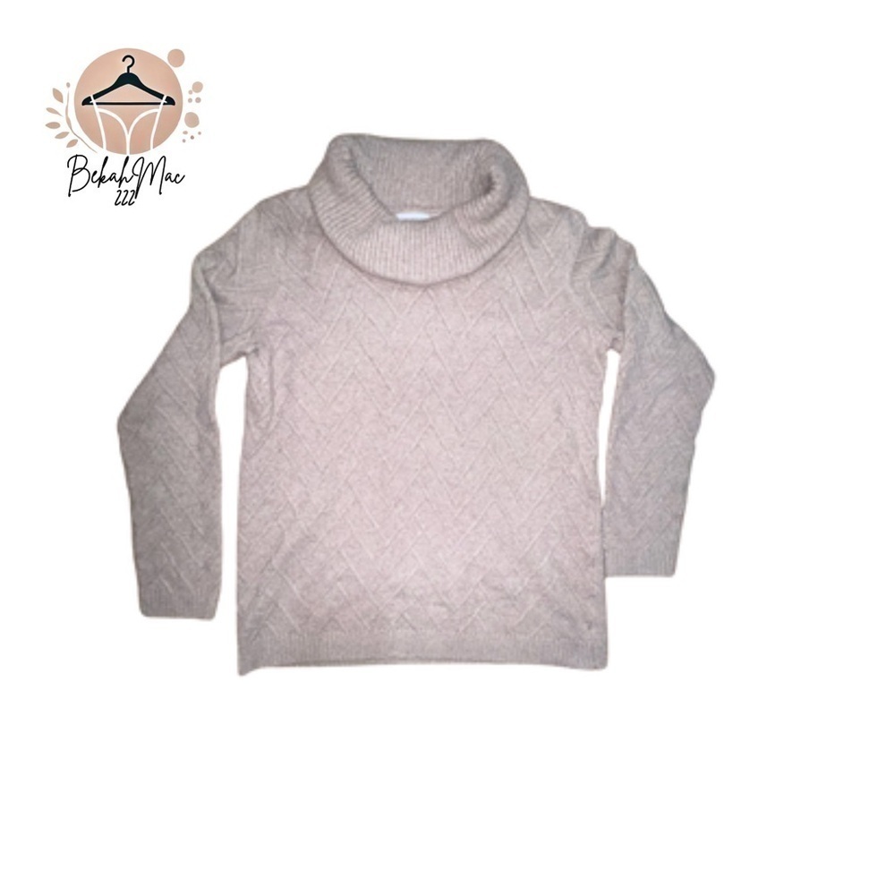 Calvin Klein Women’s Beige Cable Knit Turtleneck Sweater - Size M
